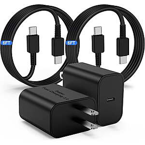 2-Pack 45W Samsung USB-C Super Fast Charger w/ 6' Type-C Cable $13.69 + Free Shipping w/ Walmart+ or on $35+