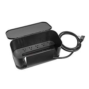Globe PowerHub Electric Cord Management Box w/ Surge Protector Outlet (Black) $15.99 + Free Shipping
