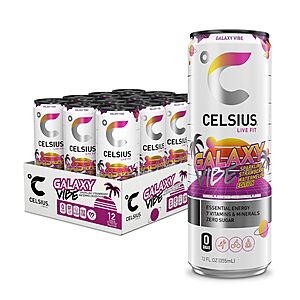 12-Pack 12-Oz Celsius Sugar Free Sparkling Energy Drink (Galaxy Vibe) $15.67 w/ S&S + Free Shipping w/ Prime or on orders over $35