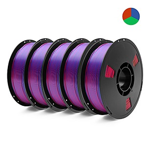 Nexaforge 5KG Tricolor Silk PLA 3D Printer Filament 1.75mm Silk Rainbow PLA 5 Roll $38 + Free Shipping