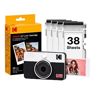 Kodak Mini Shot 2 Retro 2-in-1 Portable Print Digital Camera and Bluetooth Photo Printer + 38 Sheets for 2" x 3" Prints (Yellow, White) $54.99 + Free Shipping
