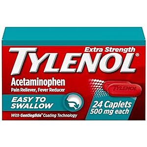 [SnS, AC] $2.63** | 24-Count Tylenol 500mg Acetaminophen Coated Caplets (Extra Strength) at Amazon