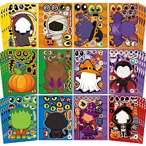 Halloween Stickers 48 Sheets 8.6" X 5.8" Halloween Party Favors Crafts Activities Goodie Bag Stuffers Games Decorations for Kids T $4