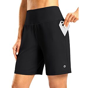 G Gradual Women's Athletic Shorts with Zipper Pocket 7" High Waisted Stretchy Bermuda Shorts for Women Workout Running Casual(Black,M) $13.99