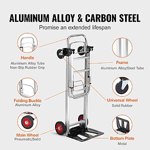 VEVOR/SucceBuy 400lbs 2-in-1 Folding Hand Truck & Platform Dolly $37 + Free Shipping