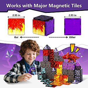 GobiDex Dinosaur Toys Magnetic Tiles Lava Cave Dinosaur World Set $11.99