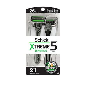 [AC]2 Ct Schick Xtreme 5 Blade Disposable Razors $3.49 + Free S&H w/ Prime or $35+