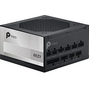 MSI PRO A850PL PCIE5, Fully Modular Gaming 850W Power Supply, 80+ Platinum, Native 12V-2x6 Cables, Server-Grade Capacitor, ATX 3.1 & PCIe 5.1 Ready - $99.99 with FS