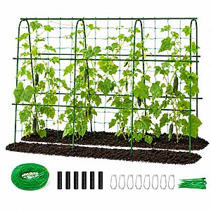 FOLLOOK Cucumber Trellis for Raised Garden Bed, Rustproof Metal Garden Arch Trellis for Climbing Plants Support Outdoor Fruit Grape Vine Vegetable Tomato Bean Pea Trellis $24.61