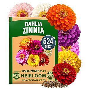 HOME GROWN Zinnia Dahlia Seeds Pack for 2026 Non GMO 524 Flower Seeds | Vibrant Zinnia Elegans for Pollinator Gardens, Borders & Containers | Easy-to-Grow Outdoor Blooms $5.59
