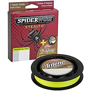Spiderwire Stealth Dual Spool Braided Fishing Line w/ Berkley Vanish Fluorocarbon Leader (150-Yard, 15-Pound Test, Hi-Vis Yellow/Clear) $8.48 + Free Shipping