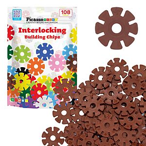 Amazon: PicassoTiles 108-Piece Building Chip Interlocking Disc Construction Blocks (Brown) $5.89 (Reg $10.99, ~46% Off) + FS w/ Prime
