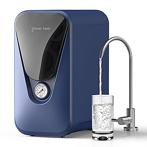 Prime Members: GLACIER FRESH 3:1 5 Stage 800 GPD Tankless Under Sink Reverse Osmosis System (GFU03) $176 + Free Shipping