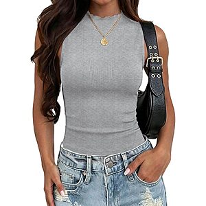 Zeagoo Women's Sleeveless Mock Ribbed Turtleneck Tank Top (Various Colors) $6 + Free Shipping w/ Prime or on $35+