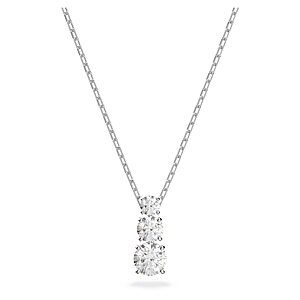 Swarovski Stilla Attract Trilogy Round Pendant Necklace - Women's White Round Crystal Pendant with Rhodium Plated Chain $65.7
