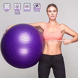 $18 FS WALMART+ Marketplace: cyrico Exercise Ball Yoga Ball, 75cm Large Anti-Burst Gym Grade Birthing Ball for Pregnancy, Fitness, Balance, Pilates