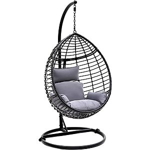 SereneLife Hanging Egg Chair w/ Stand, Steel Frame & Washable Cushions (Black) $146.13 + Free Shipping