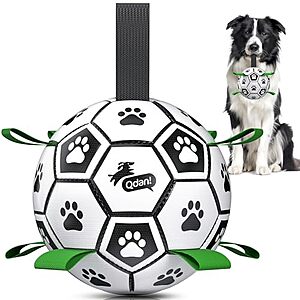 6" QDAN Dog Soccer Ball w/ Straps (Black/Green) $8.44 + Free Shipping w/ Prime or on $35+