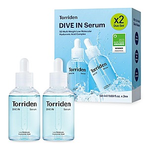 2-Pack Torriden DIVE IN Hyaluronic Acid Serum 50ml (1.69 fl.oz.) $25.35 + Free Shipping w/ Prime