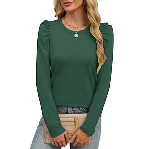 ANRABESS Women's Puff Long Sleeve Basic Crewneck Shirt $5.99 + Free Shipping w/ Prime or on $35+