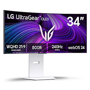 LG 34GX90SA-W 34-inch Ultragear WQHD (3440 x 1440) OLED Curved Gaming Monitor 240Hz, 1ms, White $719.1