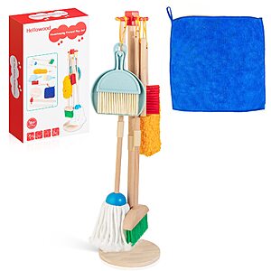 8-Piece HELLOWOOD Kids Housekeeping Cleaning Play Set $14.99 + Free Shipping w/ Prime or on $35+