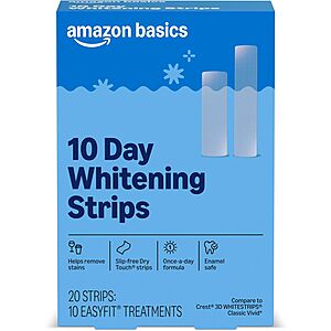 10-Day Amazon Basics Teeth Whitening Strips Kit (20-Count) $8.83 w/ S&S + Free Shipping w/ Prime or on $35+