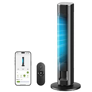 $56.99 MORENTO 36-Inch Smart Tower Fan with Remote, 25ft/s Standing Fan with WiFi, App & Voice Control, 4 Modes, 4 Speeds, 12-Hour Timer, 90° Oscillating Fan