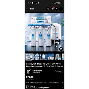 Quiet Pure 5-Stage Pumpless Reverse Osmosis (RO) Water Filter System (No Kitchen Adapters) - $59 + Shipping (eBay)