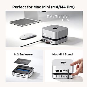 UGREEN Mac mini M4 Dock & Stand with NVMe SSD Enclosure, 3 USB A 10Gbps, USB C Data Port, SD Card Reader for Mac mini M4/ M4 Pro $54.99