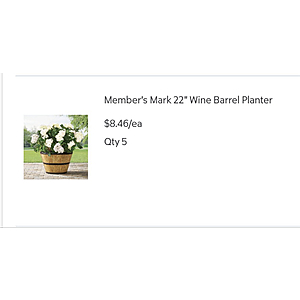 YMMV Sams club 22" wine barrel planter $8.46 in store