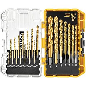 $20.98* | 21-Pc DeWALT Titanium Nitride Coated Pilot Point Drill Bit Set w/ Case at Amazon