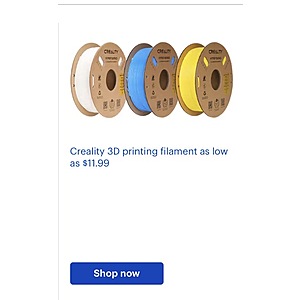 Creality Printing Filament as low as $11.99 Bestbuy.com
