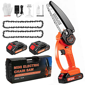 6" NEXPOW 24V Cordless Mini Chainsaw Set w/ 2 Batteries and Gloves $39.99 + Free Shipping