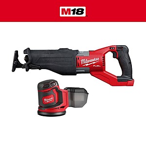Milwaukee M18 Fuel 18-Volt Li-Ion Brushless Cordless Super Sawzall Orbital Reciprocating Saw with M18 5 in. Random Orbit Sander $239
