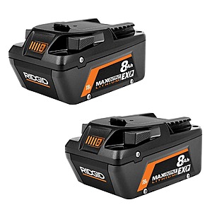Ridgid 18V 8.0 Ah Max Output EXP Lithium-Ion Battery (2-Pack) $179