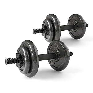 Athletic Works 40lb Adjustable Cast Iron Dumbbell Set (Four 6-lb plates, Four 2.5-flb Plates, 2 Dumbbell Handles, 4 Spin-Lock Collars) $24.00 + Free S&H w/ Walmart+ or on $35+
