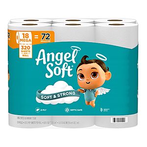 18-Pack Angel Soft Toilet Paper (Mega Rolls, 2-Ply) $11.88 ($11.29 S&S)