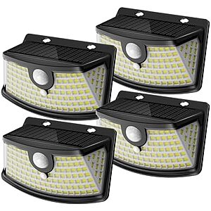 [AC] $10.19* | 4-Pk Aootek 120-LEDs Solar Motion Sensor IP65 Lights (Daylight White) at Amazon