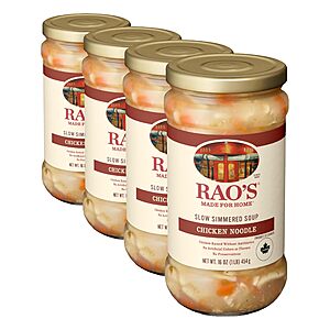 $12.77 S&S Clip Q Pack of 4 (or 1 count) Rao's Made for Home Chicken Noodle Soup, 16oz, Traditional Italian Heat and Serve Soup AMZ ($3.19 ea)
