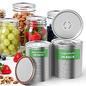 48-Count (24 Regular/ 24 Wide-Mouth) Eallpha Airtight Mason Jar Canning Lids $6.99 + Free Shipping w/ Prime or on $35+