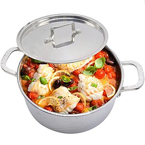 Vivicreate Tri-Ply Stainless Steel Stockpot – Deep Cooking Pot with Hammered Exterior, Compatible with All Stovetops, Even Heat Distribution $21.67