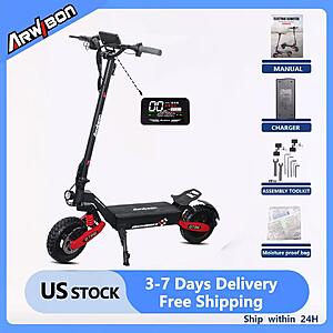 Arwibon GT06 11"Off-Road Tires 1200W 48V 13AH Max Speed 20-25MPH Foldable E-Scooter $296 + Free Shipping