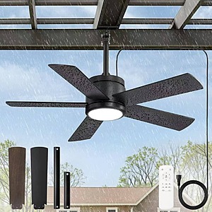 Fanbulous 42" Outdoor Ceiling Fan with Light IP65 Waterproof Plug-in Design $50 + Free Shipping