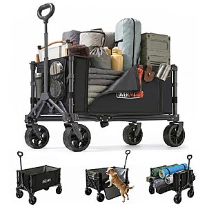 Overmont 120L Ultra Compact Collapsible Wagon Cart, Lightweight Foldable Wagon with All Terrain Wheels, 120L $29.99