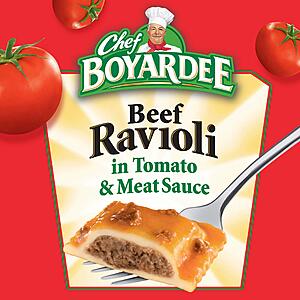 $2.80 S&S Clip Q Chef Boyardee Beef Ravioli, 15 oz, 4 Pack AMAZON (70c per can net)