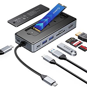 ORICO USB-C Hub with M.2 SSD Enclosure, 8-in-1 USB C Docking Station $34.19