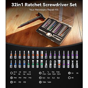 32-Piece Wesdut Magnetic Ratcheting Screwdriver Set w/ 5-in-1 Convertible T-Handle & S2 Steel Bits $13.19 + Free Shipping w/ Prime or on $35+