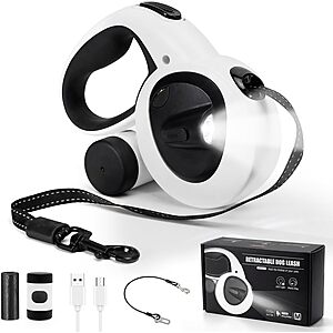 Retractable Dog Leash with USB Rechargeable LED Light $15.59