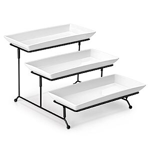 3-Tier MALACASA 12" Porcelain Serving Trays & Stand (White) $18.99 + Free Shipping w/ Prime or on $35+